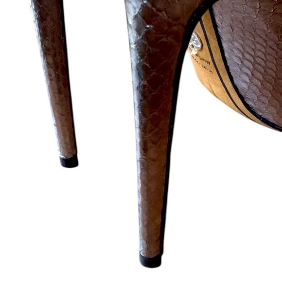 Vintage Dolce & Gabbana Metallic Python Stiletto Pumps 5” Heel | Sz 38 Y2K Glam - Picture 6 of 10